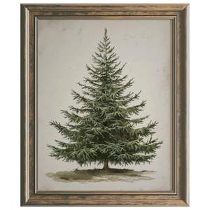 Vintage Christmas Tree Print, Rustic Pine Tree Winter Wall Art, Botanical Christmas Decor for Farmhouse Holida