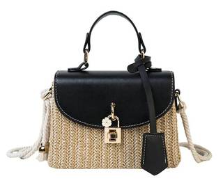Straw Crossbody Bag for Women Hand Woven Shoulder Bag Leather Top Handle Small Boho Purse Rattan Beach Handbag