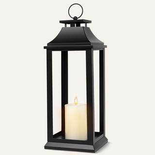 Modern Farmhouse Black Lantern Candle Holder – 22” Hanging Decorative Lantern for Indoor & Outdoor Home Décor 