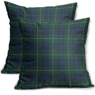 Christmas Plaid Pillow Covers 20x20 Set of 2 Blue Forest Green Buffalo Checkered Xmas Holiday Winter Decorativ