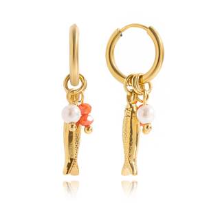 Beach Fish Starfish Conch Earrings for Women, Boho Gold Pearl Bead Ocean Earrings Bohemian Beach Jewelry Ocean