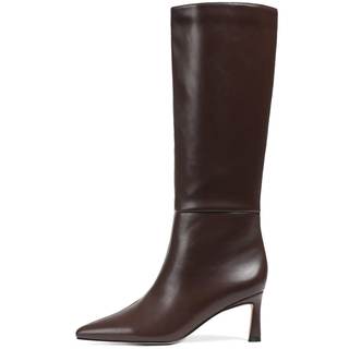 Uacllcau Knee High Boots for Women Pointed Toe Kitten Heel Tall Boots Womens Fashion Slip On Wide Calf Boots H