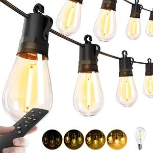 Outdoor String Lights Patio LED - 15M 50FT Outside Waterproof Dimmable | Shatterproof, S14 Porch Light Edison 