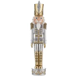 Haute Decor Christmas Nutcracker - Gold and Silver (37 Inch) - 1 Nutcracker | Indoor or Covered Outdoor Use, S