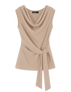 ZESICA Womens Summer Sleeveless Business Casual Wrap Tank Tops | Slim Fit, Tie Waist, 2026 Trendy Blouse, Dres