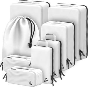 Well Traveled 8 pcs Compression Packing Bags Cubes Set with HybridMax Double-Capacity Design - Packing Cubes f