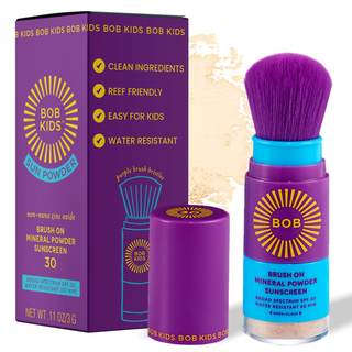 BOB KIDS SPF 30 Brush On Mineral Powder Sunscreen, Broad Spectrum Protection, Water Resistant 80 Mins, Fragran