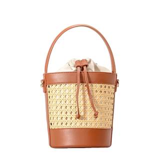 Woven Straw Tote Bag for Women, Summer Beach Crossbody Handbag, Top Handle | Natural rattan purse with detacha