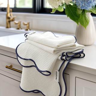 RECYCO Waffle Kitchen Towel Set of 2 - Quick Dry Microfiber Sustainable Dish Towels - Ultra Absorbent Reusable