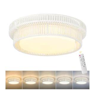 Rattan Light Fixtures Ceiling Mount, HWH 15W LED Flush Mount Ceiling Light 13'' Boho Twine Light Fixtures Coas