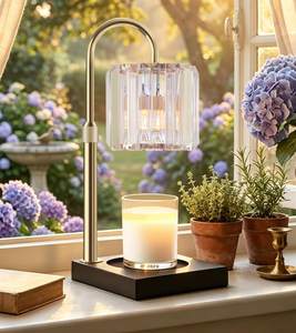 TigQiang Candle Warmer Lamp Height Adjustable, Gifts for Mom, Clear | Timer and Dimmer 7 Levels, 2 Bulbs, Fits