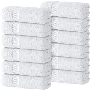 White Classic Luxury Cotton Washcloths 13x13 Inch - 650 GSM Turkish Cotton | Hotel, Spa, Bathroom Face Towel |