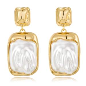 Gold Silver Baroque Pearl Dangle Earrings Vintage Pearl Dangle Drop Earrings for Women Fashion Jewelry