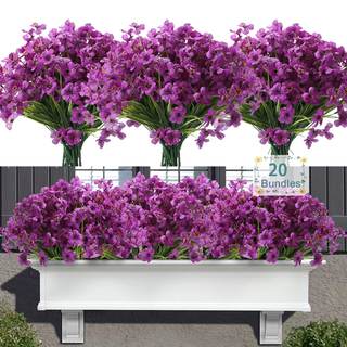 20 Bundles Artificial Flowers for Outdoors, UV Resistant Fake Realistic Flowers with Plastic Plants Spring Dec