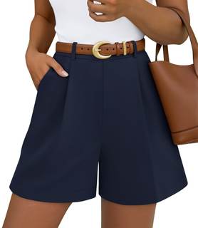 ZESICA Dressy Shorts for Women 2026 Summer Wide Leg Shorts | Pleated Shorts, Elastic High Waisted, Business Ca