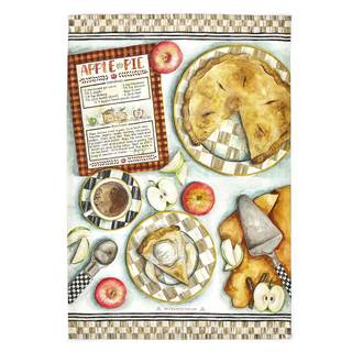 MACKENZIE-CHILDS Cotton Dish Towel, Apple Pie Recipe | Washable printed towel for kitchen decor, 18" x 26"