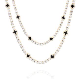 LuxeFlex 4mm Iced Out Four Leaf Tennis Chain,White Gold Plated with 5A Zircon Stones, exquisite Handmade Hip H