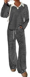 Sweetmoon 2 Piece Lounge Sets for Women Tall Oversized Sweatshirt Wide Leg Matching Pajamas Set Airport Travel