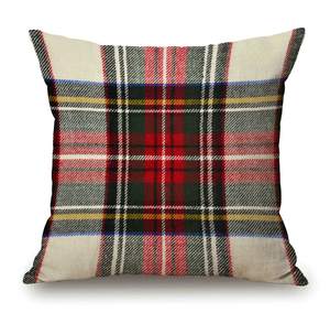 Solekla Plaid Pillow Cover 18x18 Inch, Scottish Tartan Red and White Wool Plaid Pattern Symmetric Square Print