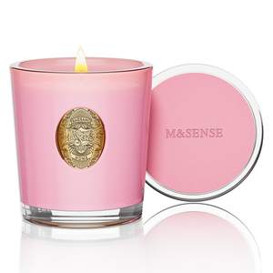 M&SENSE Peony Blush Scented Candle | 9.2 oz Soy Wax Pink Candle, Non-Toxic Aromatherapy Candle for Stress Reli