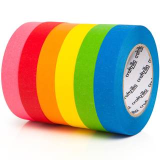 Craftzilla Colored Masking Tape - 6 Color Masking Tape Rolls - 990 Feet x 1 Inch Painters Tape - Colored Paint