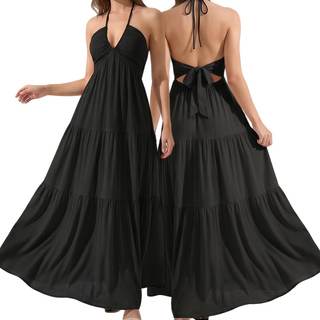 Summer Sun Dresses for Women,Women's Plain Dress for Party, Casual Loose Fit Sleeveless Dress for Beach Holida