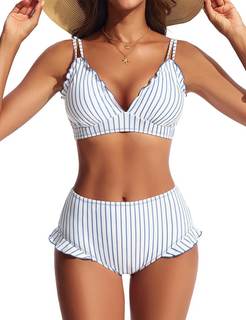 Hanna Nikole Women High Waisted Bikini Sets Ruffle, 2 Piece | Swim Suits 2026, Sexy Retro, Bathing Suit, Beach