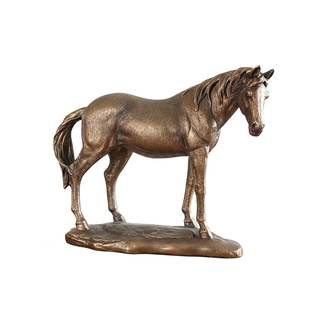 Comfy Hour Horse Statue Figurine, 10 Inch | Bronze horse, brown copper finish, polyresin standing stallion, fa