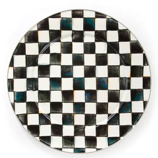 MACKENZIE-CHILDS Enamel Serving Platter, Black-and-White Courtly Check | Hand-painted design, decorative servi