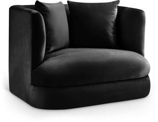 Meridian Furniture 699Black-C Alder Collection Modern | Contemporary Chair with Ultra Luxe Black Velvet, 460 G