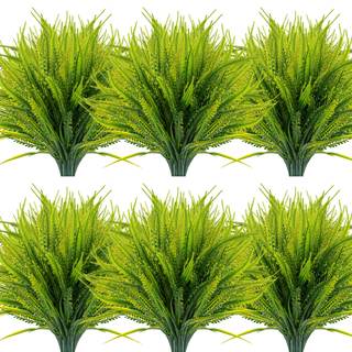 ZEOSTARO 12 Bundles Artificial Plants Outdoor Fake Boston Fern Greenery with Flowers Faux UV Resistant Shrubs 