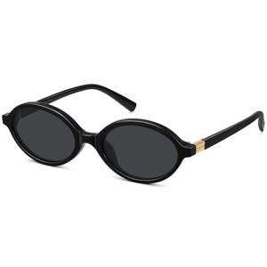 WOWSUN Retro Oval Sunglasses for Women,Slim 90s Vintage Fashion Shades | Gold-Tone Hinge Accents Elevate Every