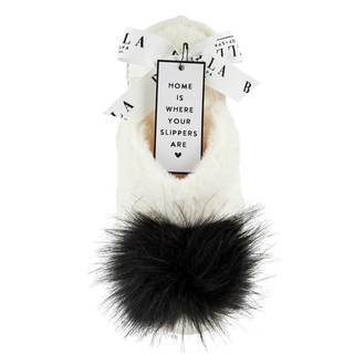 Bella Sleep + Spa Women's Slippers - Soft Plush Luxury House Shoes with Cute Fuzzy Pom-Pom Accent Large Ivory/