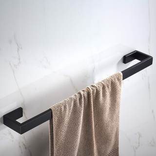 JunSun Matte Black Bath Towel Bar 24 Inch Bathroom Towel Rack Hand Towel Holder Modern Home Decor Towel Rod Ba