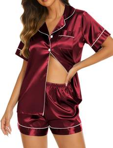 Ekouaer Womens Pajamas Silk Satin Short Sleeve Button Down Pjs Shorts Set | Silky Soft,Notch Collar,2 Piece Se