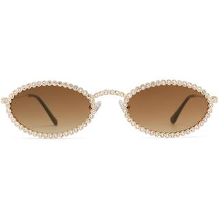 SOJOS Trendy Y2K Oval Bling Rhinestone Sunglasses for Women SJ1205,Small | Skinny Disco Styles Metal Frames an
