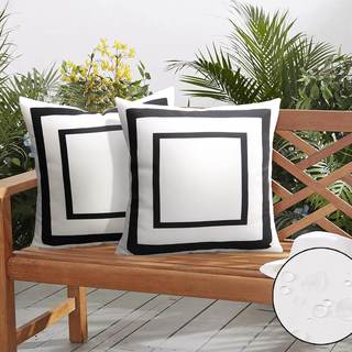 Pyonic Outdoor Waterproof Throw Pillow Covers Geometric Pillowcases Black and White Pillow Covers for Patio Ga