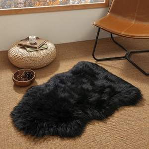 Ashler Faux Fur Rug, Black, 2 x 3 Ft, Machine Washable | Fluffy Sheepskin Fur, Fuzzy…