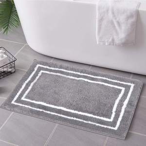Uphome Gray Bath Mat for Bathroom, 18x24 Modern Bathroom Rug Non Slip Machine Washable, Soft Plush Microfiber 