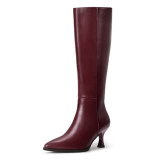 IDIFU Women's IN3 Knee High Tall Boots Pointed Toe Low Kitten Heel Long Fall Boot Side Zipper for Women Ladies