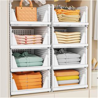Upgraded Closet Organizers and Storage, Stackable Closet Organizer Basket | 5 Pack Foldable Closet Storage Bin