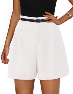 PRETTYGARDEN Women's Summer Shorts Business Casual Outfits | Elastic High Waisted, Wide Leg, Side Pockets, Bre