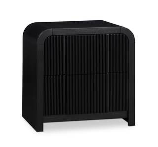 Meridian Furniture 314Black-NS Fluted Collection Art Deco Night Stand with Solid Wood Rich Black Finish, Flute