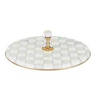 MACKENZIE-CHILDS Cheese Course, Gray-and-White Sterling Check | Hand-painted design, made from enameled steel,