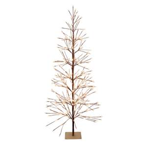 Alpine Corporation 71" Tall Flocked Artificial Brown Christmas Tree with 296 Warm White LED Lights, Indoor/Out