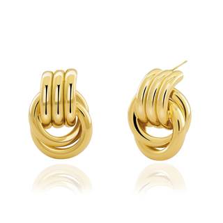 NIXMAX Chunky Gold SIlver Knot Earrings for Women Statement Dangle Earrings | Double Knot Design, 14K Gold and