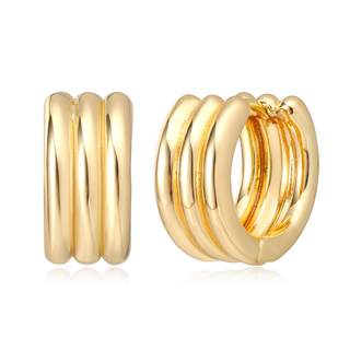 MYEARS Women Earrings Gold Huggie Hoop 14K Small Simple Hypoallergenic Everyday Jewelry Ribbed