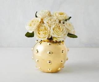 Z Gallerie Orb Bauble Vase, Gold | Spherical, Studded Textured Vessel, Flowers Not Included