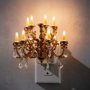 L LOHAS LED Night Lights Plug into Wall,Crystal Chandelier Candle | Nightlight with Dusk to Dawn Sensor,Bright