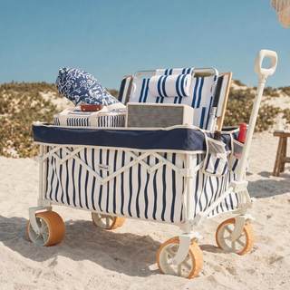 Beach Wagon for Sand with 6.7" Fat Tires, Collapsible Beach Cart | All-Terrain Tires & Adjustable Handle for S